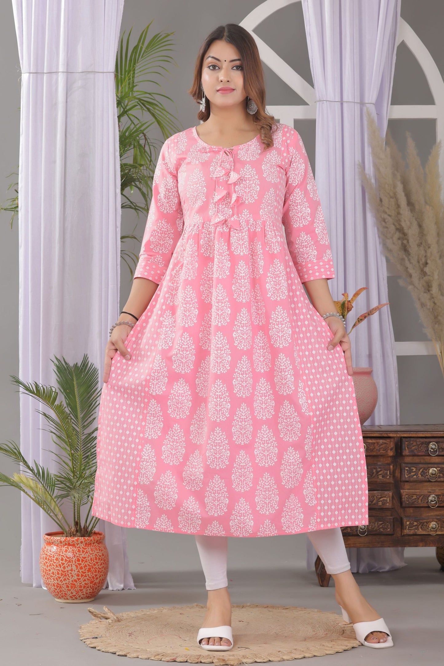 Bloom Vine Print A Line Kurta
