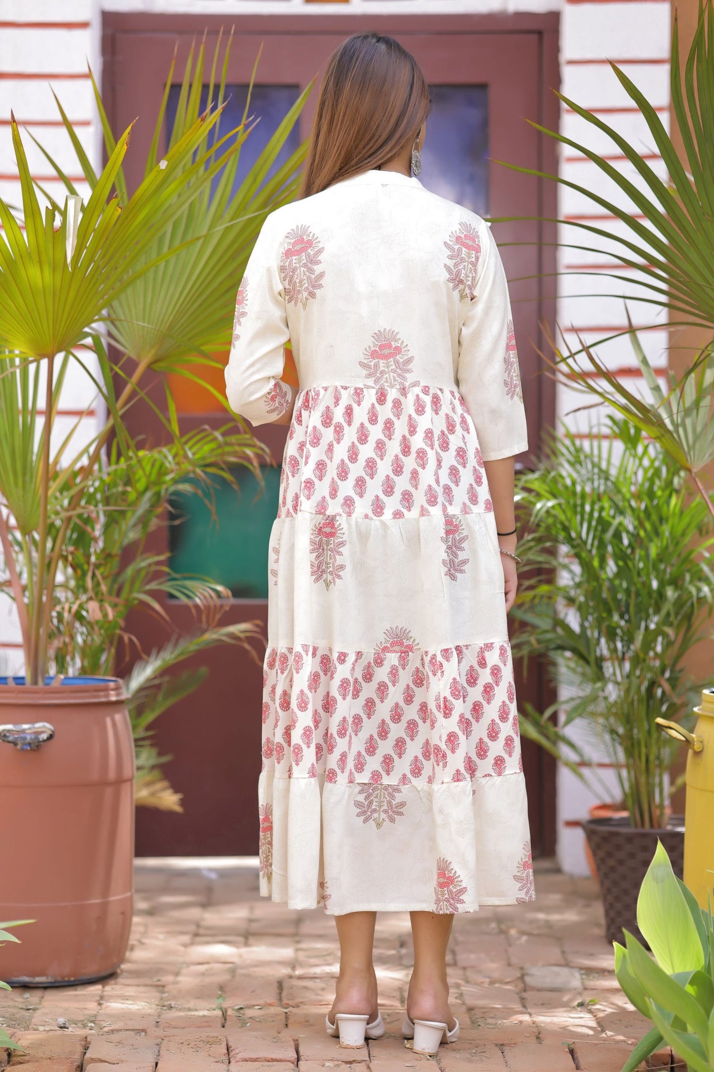 Bloom Handblock Print Tiered Kurta