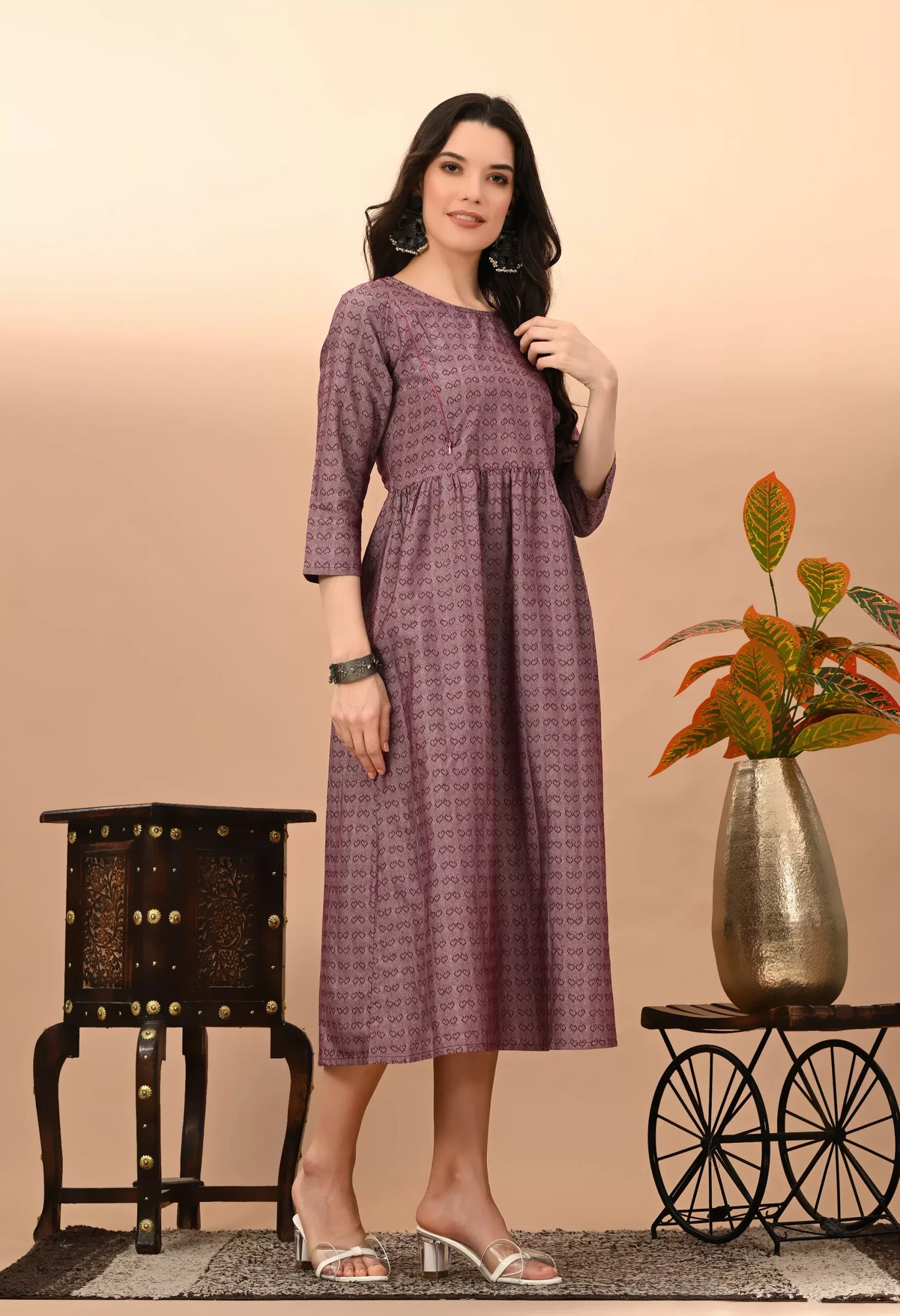 Women's South Cotton Yarn Dyed Maternity Dress – Vilai Jaipur