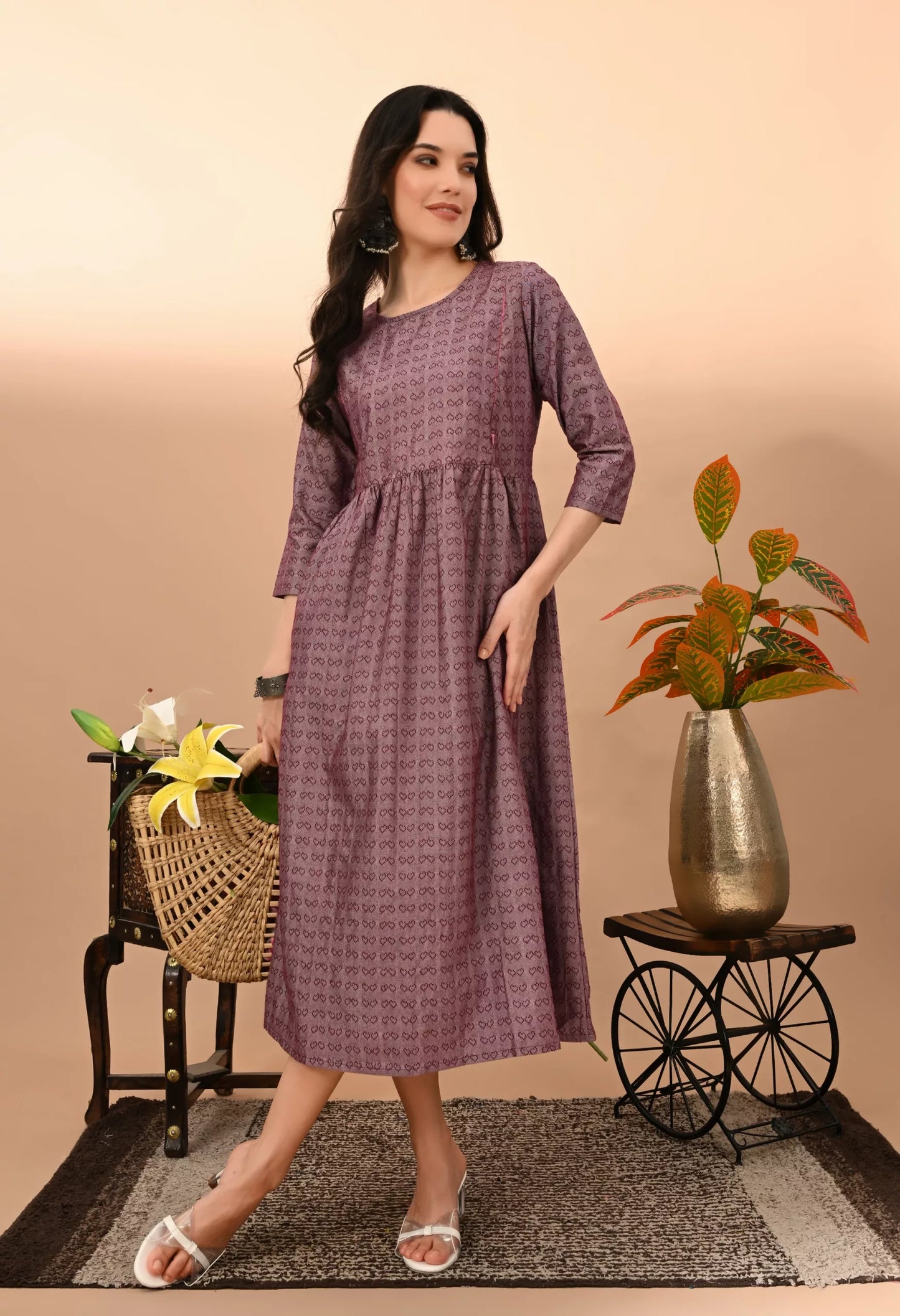 Women's South Cotton Yarn Dyed Maternity Dress – Vilai Jaipur