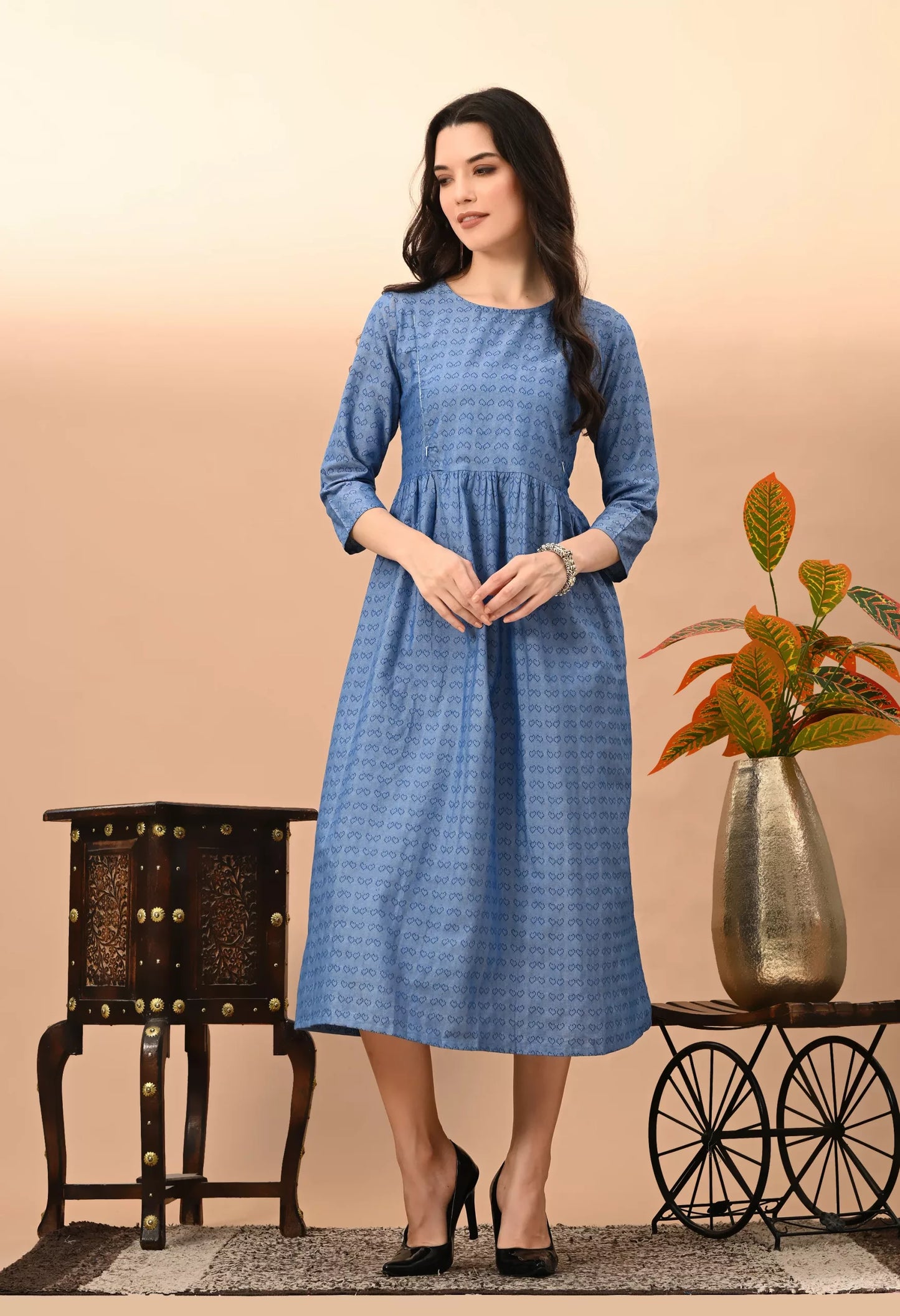 Women's South Cotton Yarn Dyed Maternity Dress – Vilai Jaipur