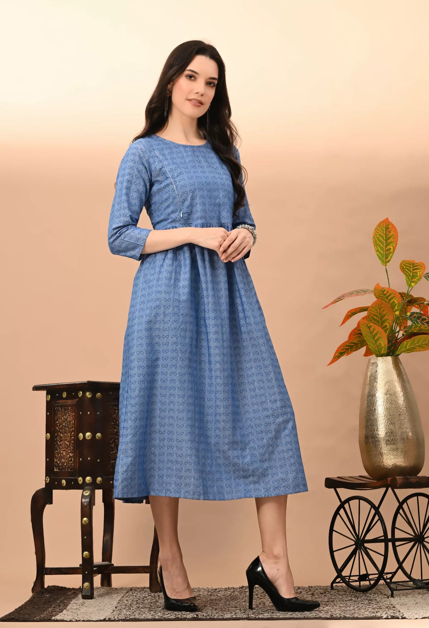 Women's South Cotton Yarn Dyed Maternity Dress – Vilai Jaipur