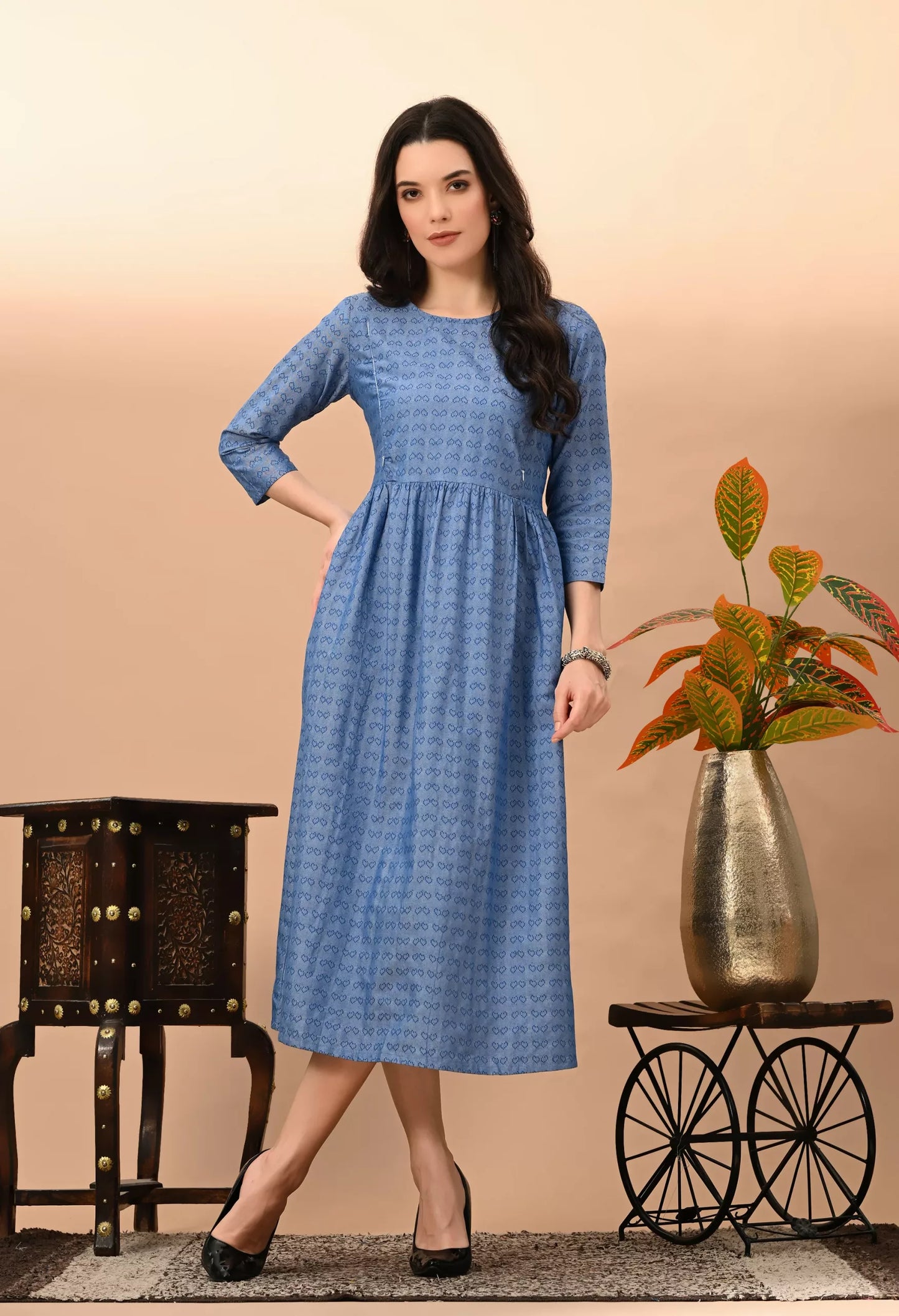 Women's South Cotton Yarn Dyed Maternity Dress – Vilai Jaipur