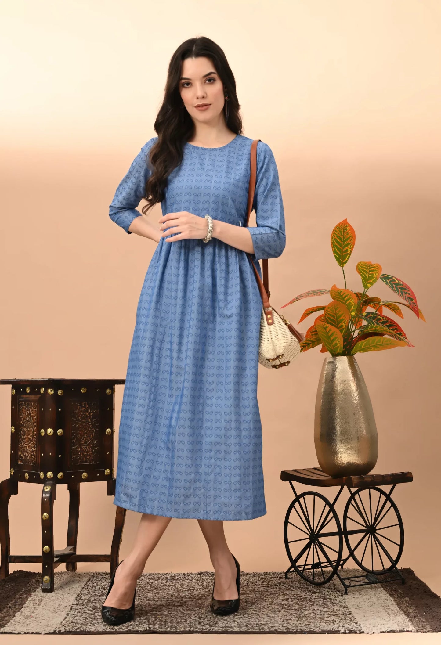 Women's South Cotton Yarn Dyed Maternity Dress – Vilai Jaipur