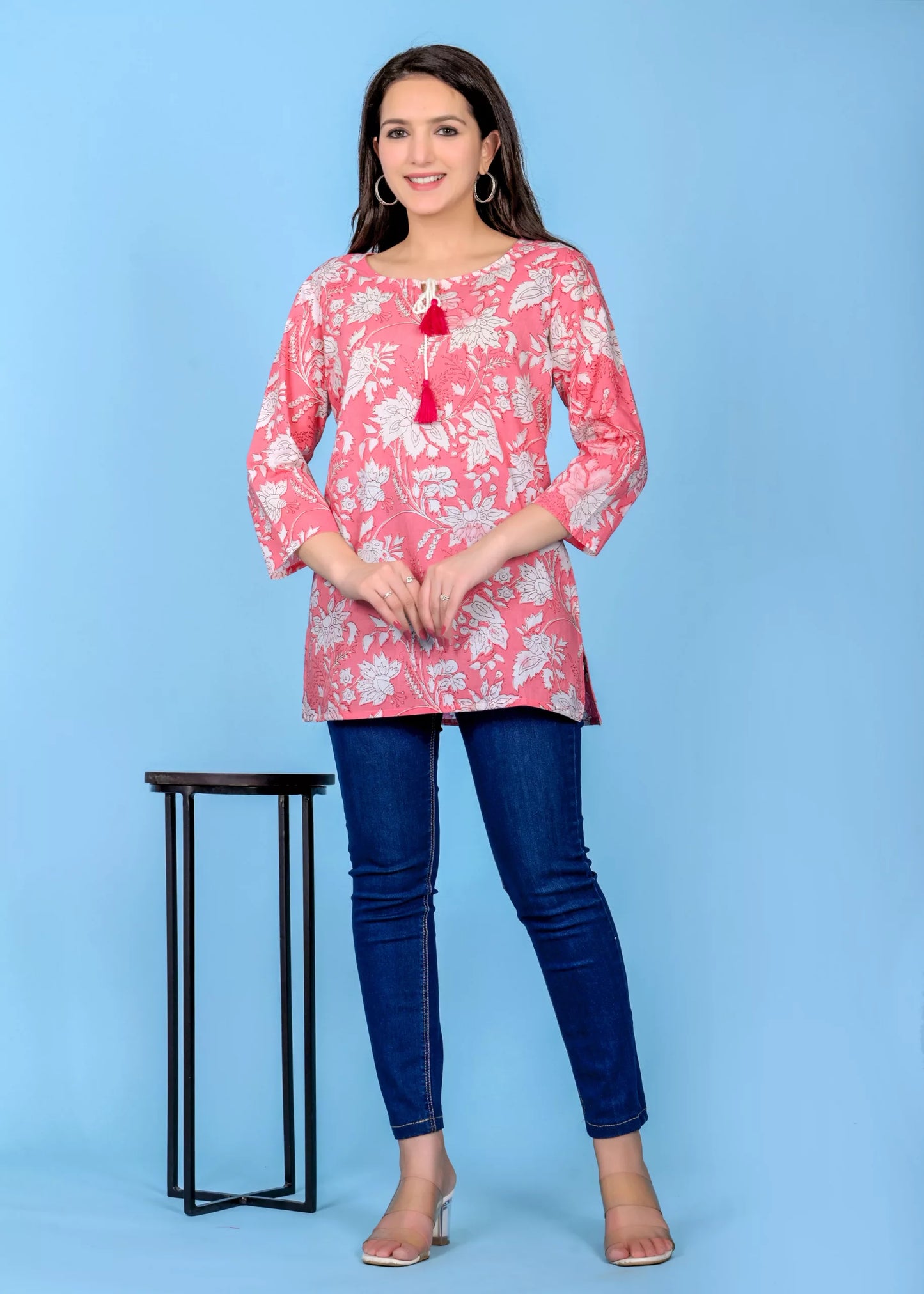 Women's & Girls Short Kurta - Peach