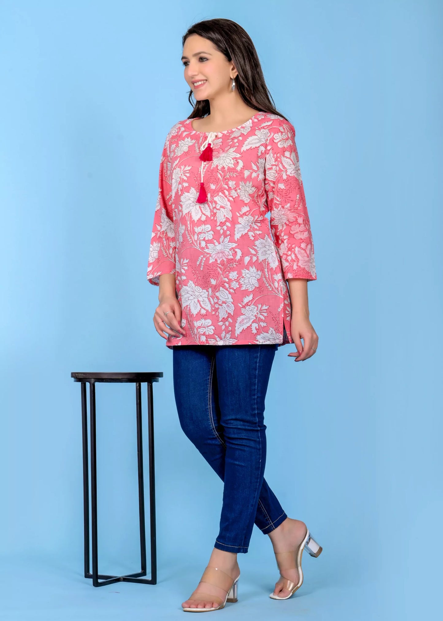 Women's & Girls Short Kurta - Peach