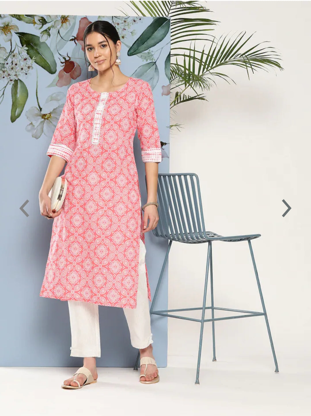 Women's bandez printed straight formal kurta