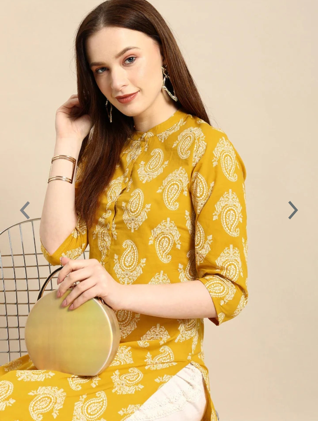 Women's paisely printed straight formal kurta