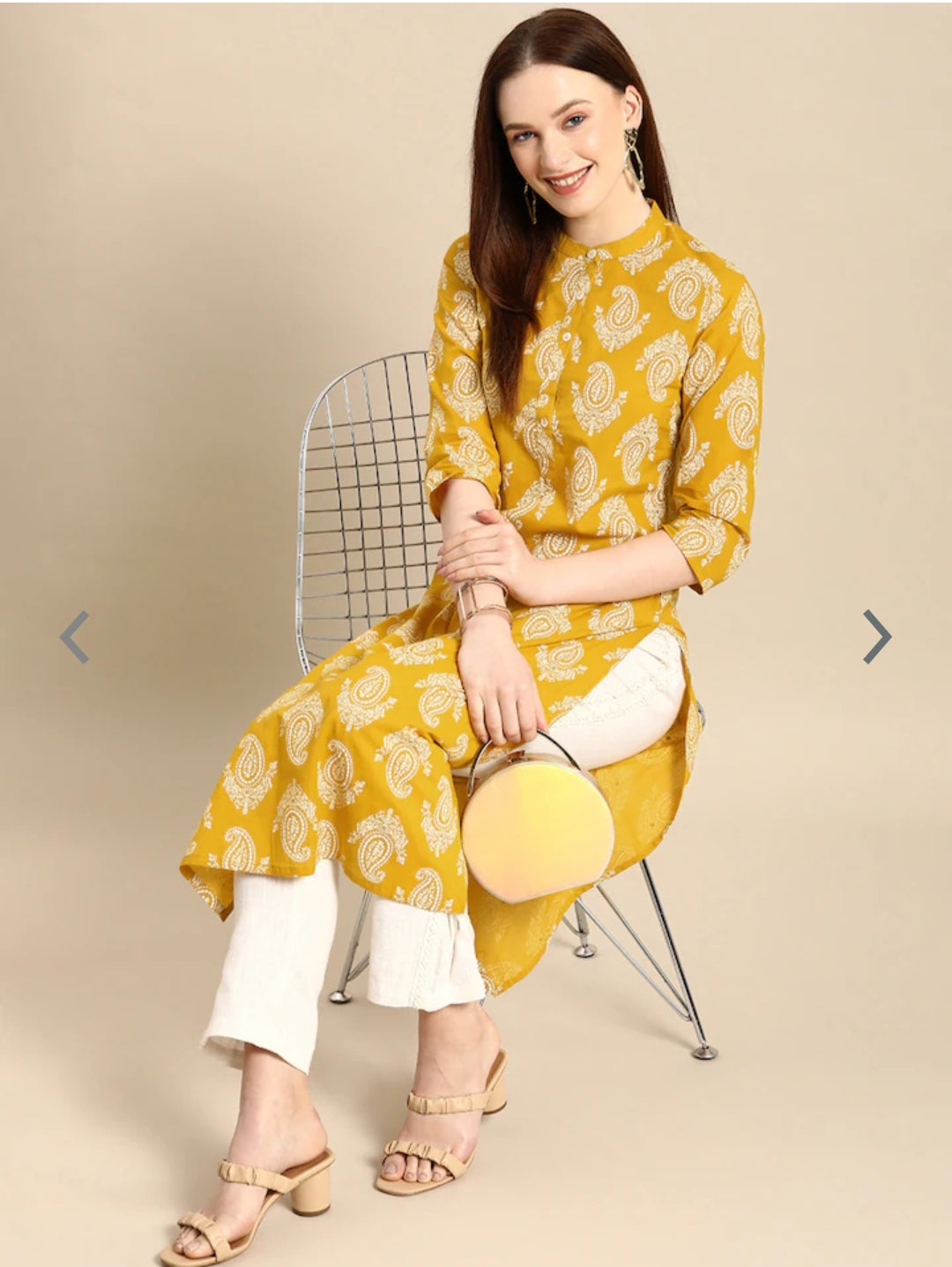 Women's paisely printed straight formal kurta