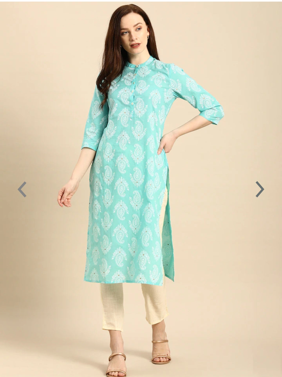 Women's paisely printed straight formal kurta