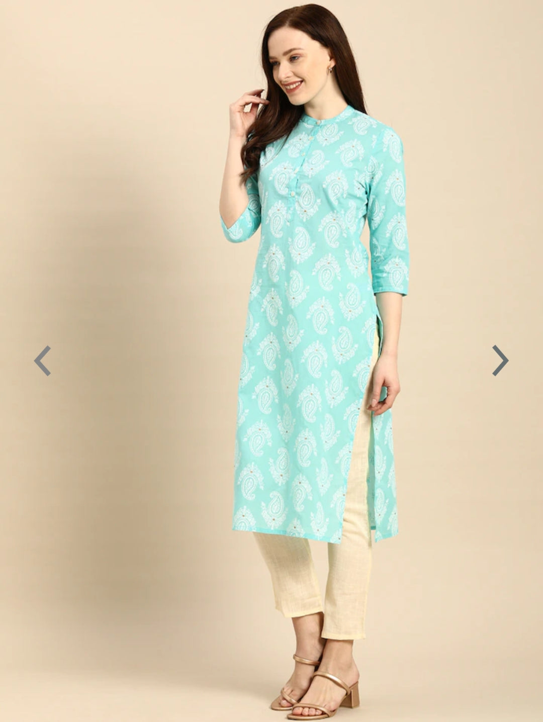 Women's paisely printed straight formal kurta