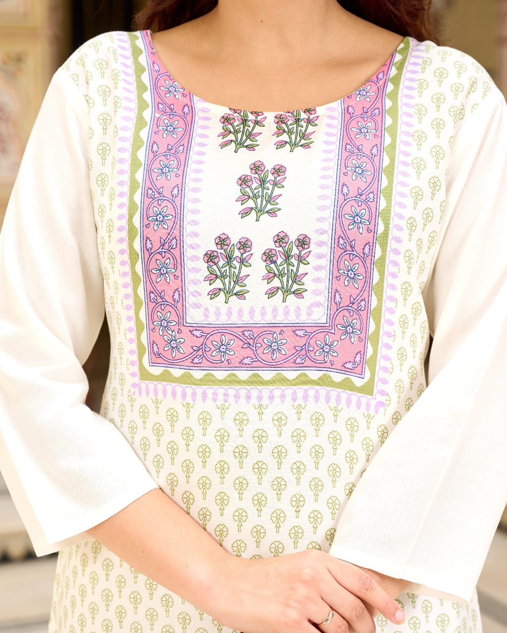 Vilai Jaipur Off-White Printed Kurta
