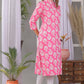 VIlai Jaipur Women's printed straight kurta  with button work