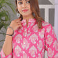 VIlai Jaipur Women's printed straight kurta  with button work
