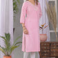 VIlai Jaipur Women's printed straight kurta  with embroidery work