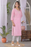 VIlai Jaipur Women's printed straight kurta  with embroidery work
