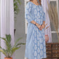 Damask Print A Line Kurta