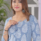 Damask Print A Line Kurta