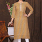 Women's embroidered striped printed straight kurta