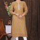 Women's embroidered striped printed straight kurta