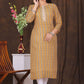 Women's embroidered striped printed straight kurta