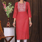 Women's embroidered striped printed straight kurta