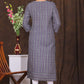 Women's embroidered striped printed straight kurta