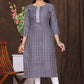 Women's embroidered striped printed straight kurta