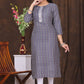 Women's embroidered striped printed straight kurta