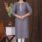 Women's embroidered striped printed straight kurta