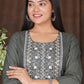 Women's embroidered striped printed straight kurta