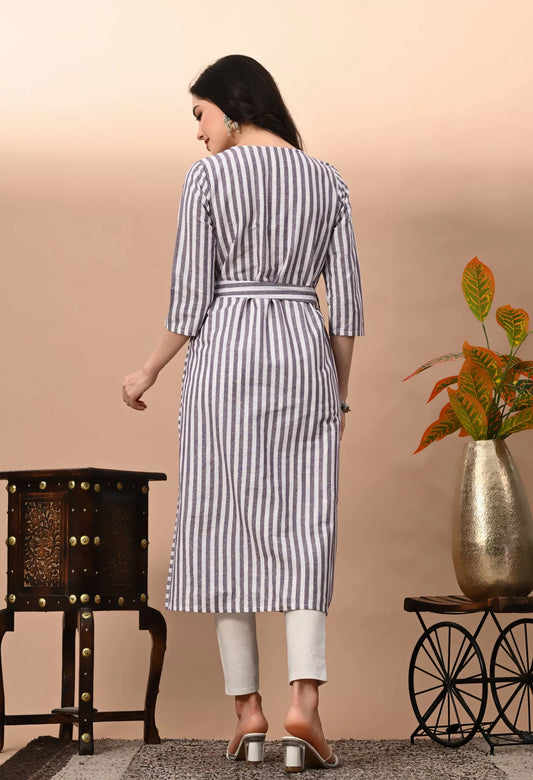 Women's & Girls South Cotton Straight Kurta with Belt