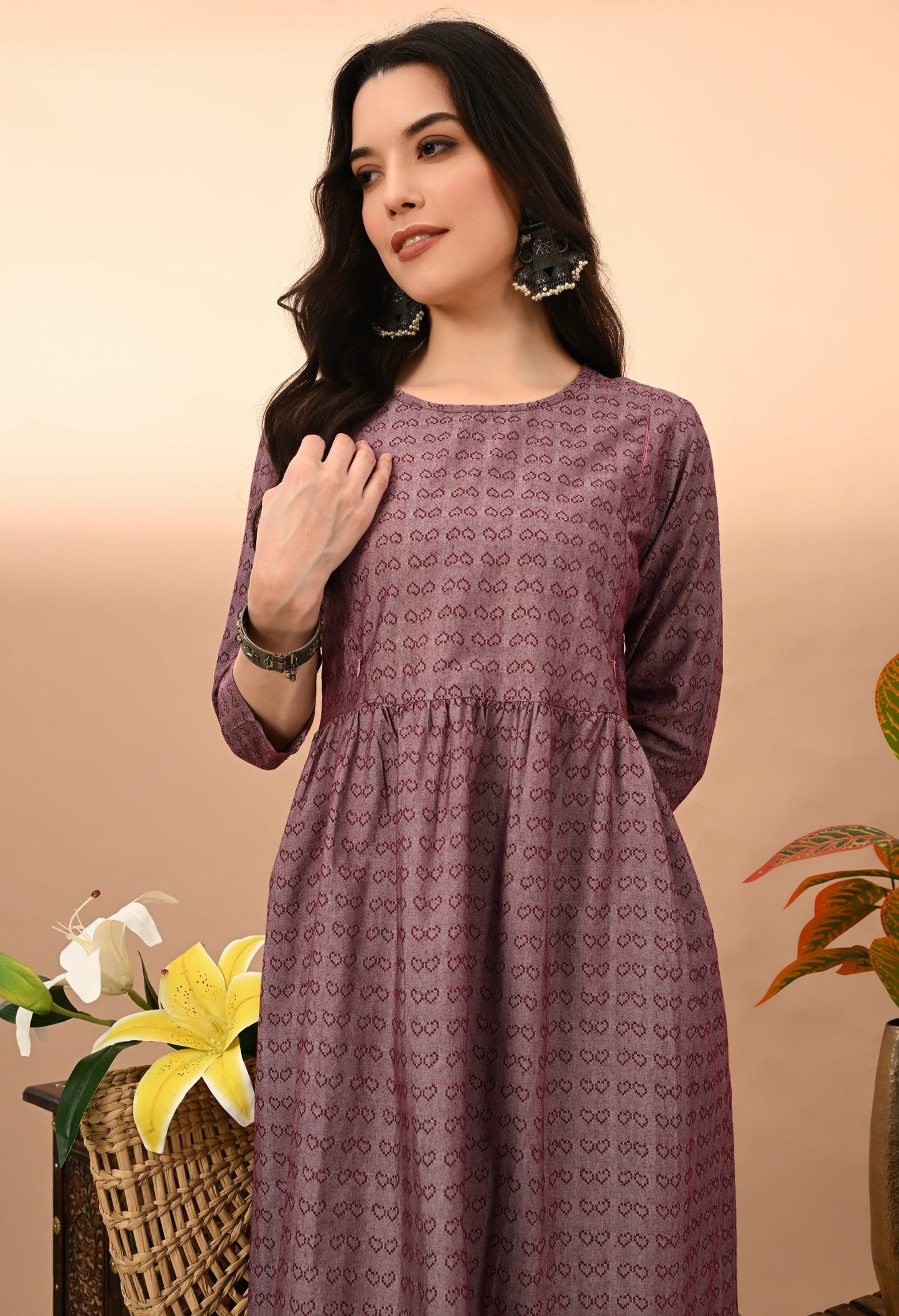 Women's South Cotton Yarn Dyed Maternity Dress – Vilai Jaipur