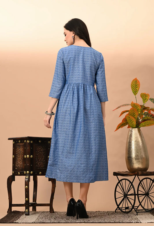 Women's South Cotton Yarn Dyed Maternity Dress – Vilai Jaipur