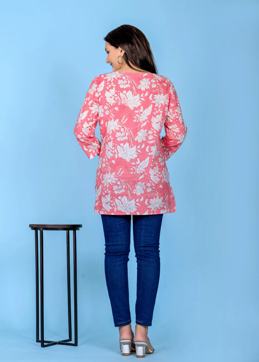 Women's & Girls Short Kurta - Peach