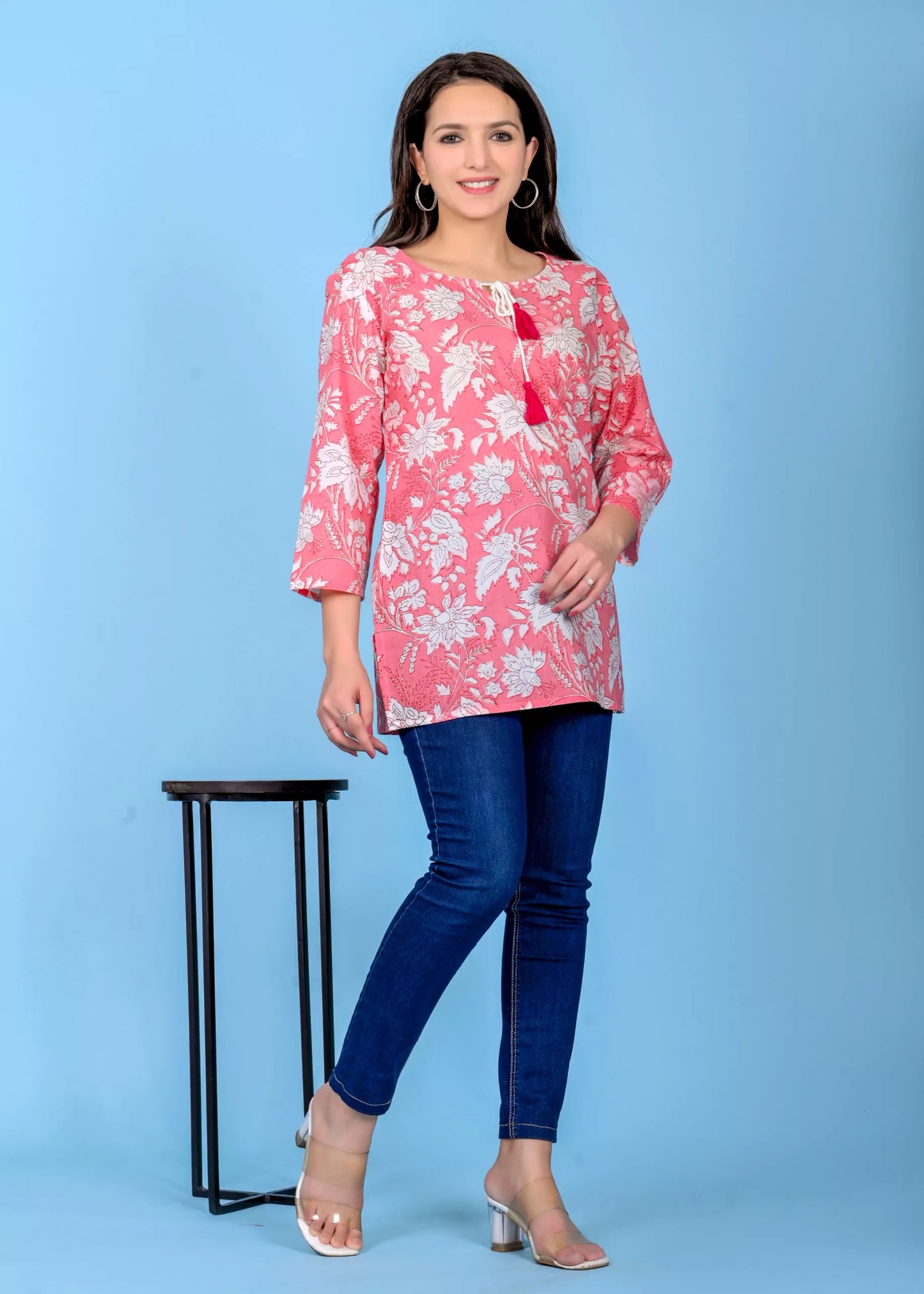 Women's & Girls Short Kurta - Peach