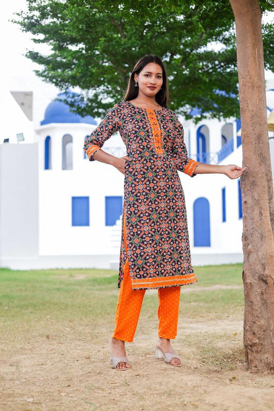 Women's rayon Printed New Straight Kurta pant & Dupatta