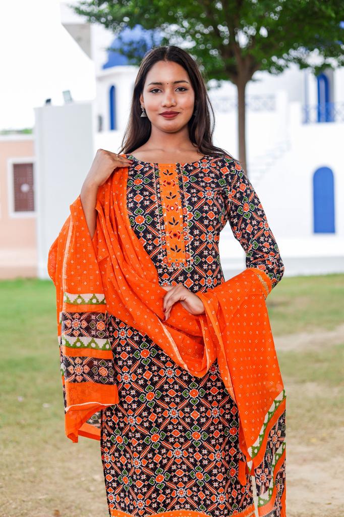 Women's rayon Printed New Straight Kurta pant & Dupatta