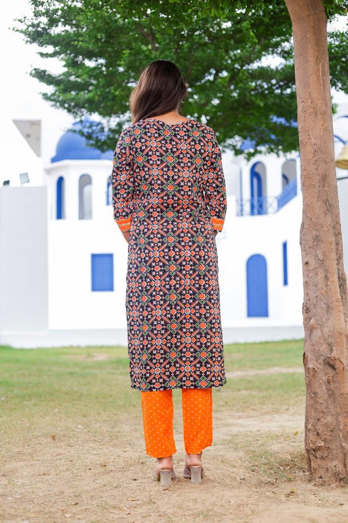 Women's rayon Printed New Straight Kurta pant & Dupatta