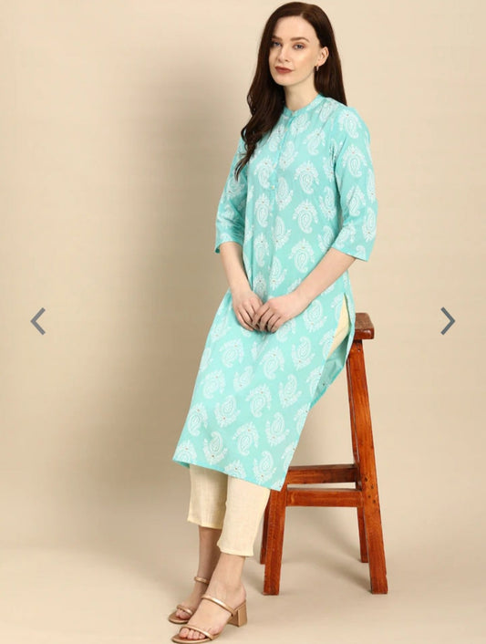 Vilai Jaipur Women's paisely printed straight formal kurta