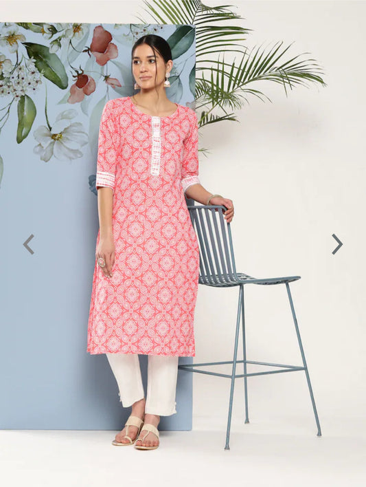 Women's bandez  printed straight formal kurta