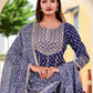 Women's printed  embroiderd  anarkali kurta with paint & duptta sets