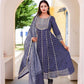 Women's printed  embroiderd  anarkali kurta with paint & duptta sets