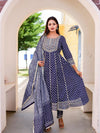 Women's printed  embroiderd  anarkali kurta with paint & duptta sets