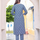 Women's printed hand work straight kurta with paint and duptta