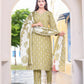 Women's printed  adda work straight kurta with paint and duptta