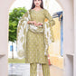 Women's printed  adda work straight kurta with paint and duptta