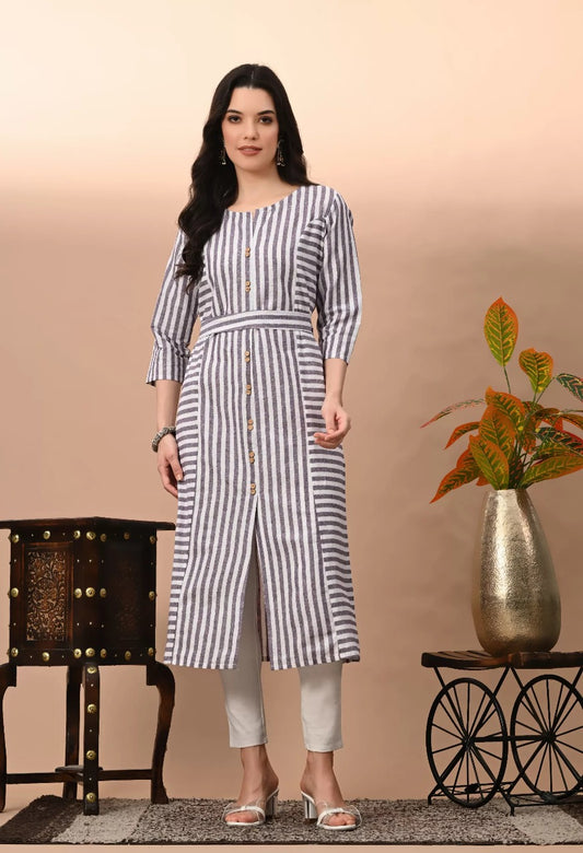 Vilai Jaipur Women's & Girls South Cotton Straight Kurta with Belt