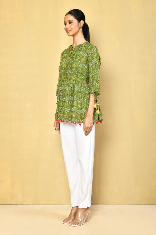 Vilai Jaipur Women's Rayon Printed Short Kurta