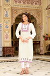 Vilai Jaipur Off-White Printed Kurta